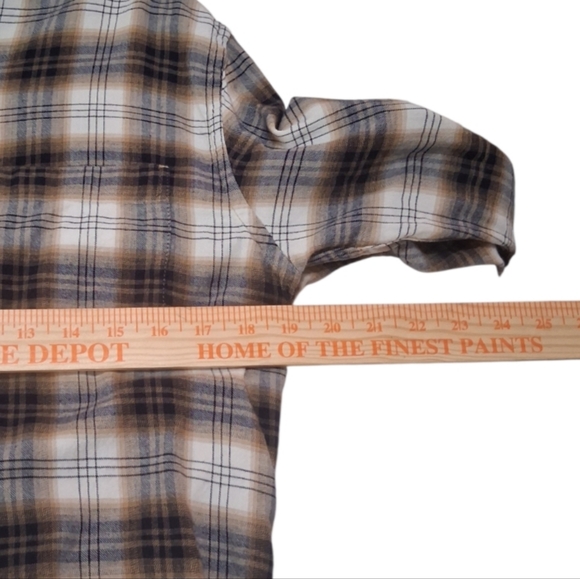 EUC Eddie Bauer Sz. M Brown/White Long Sleeved Casual Button Down Shirt - Picture 4 of 10